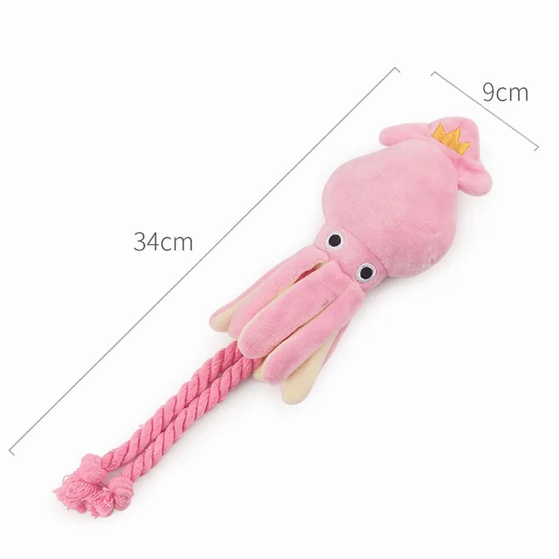 2023 Cute Squid Small Dog Toy Sound BB Plush Pet Puppy Rope Toys Pink Chew Squeak Toys For Cat  dog toys for small dogs  pet