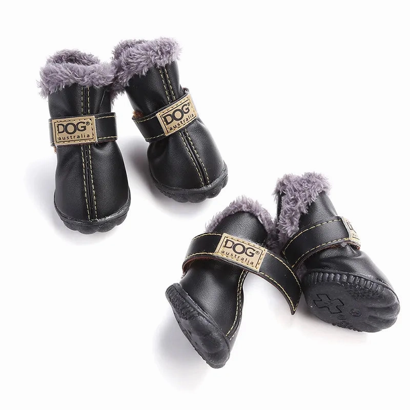 4 Pcs/sets Winter Pet Dog Shoes For Small Dogs Warm Leather Puppy Dog Snow Boots Waterproof Chihuahua Pug Cat Shoes Pet Products