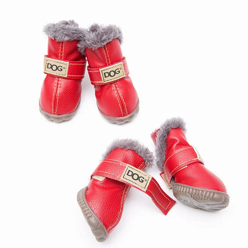 4 Pcs/sets Winter Pet Dog Shoes For Small Dogs Warm Leather Puppy Dog Snow Boots Waterproof Chihuahua Pug Cat Shoes Pet Products