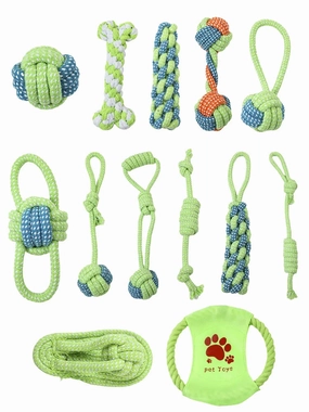 7-13PCS Set Dog Cotton Rope Teeth Cleaning Toys Interactive Mini Chewing Ball For Dog Accessories For Chew Antistress Training