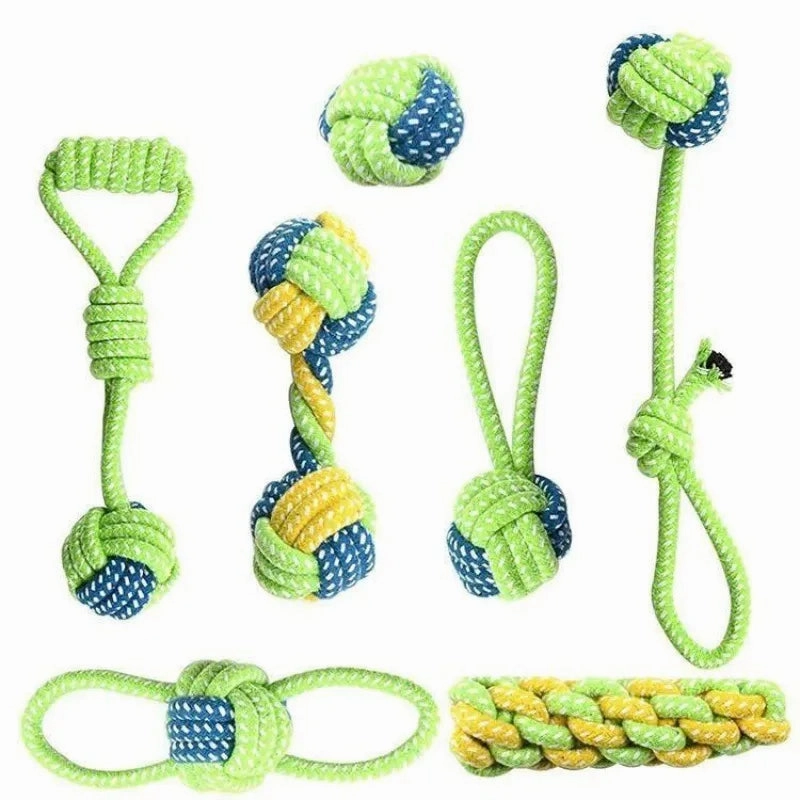 7PCS/PACK Dog Toys for Large Small Dogs Toy Interactive Cotton Rope Dog Toys Ball for Dogs Accessories Toothbrush Chew Puppy Toy