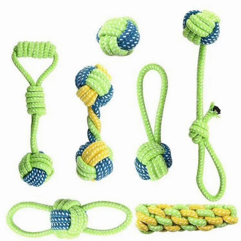 7PCS/PACK Dog Toys for Large Small Dogs Toy Interactive Cotton Rope Dog Toys Ball for Dogs Accessories Toothbrush Chew Puppy Toy