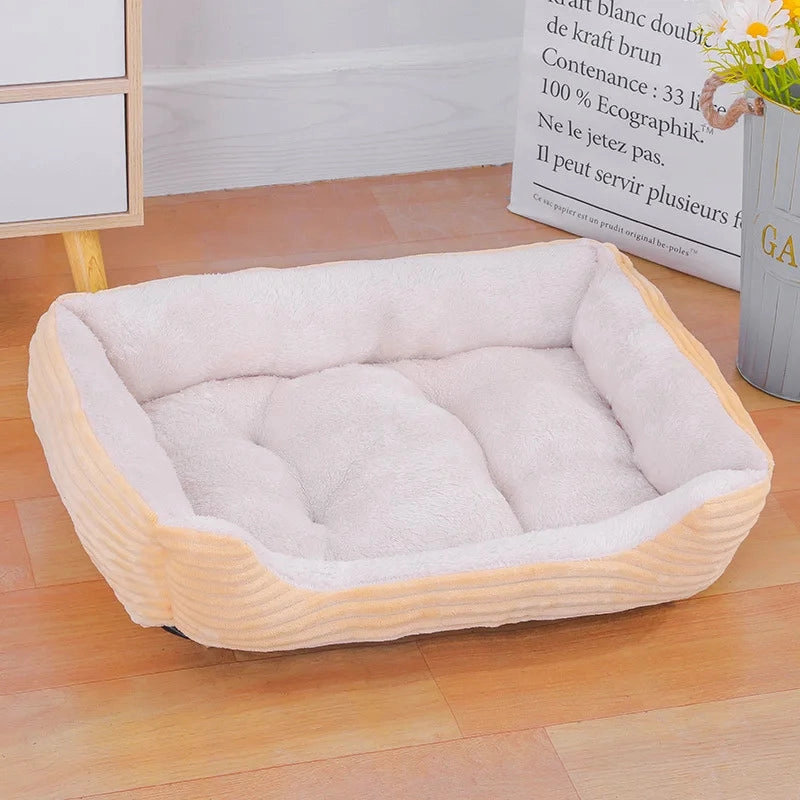 Bed for Dog Cat Pet Soft Square Plush Kennel Animals Accessories Dogs Basket Sofa Bed Larger Medium Puppy Pet Products Mattress
