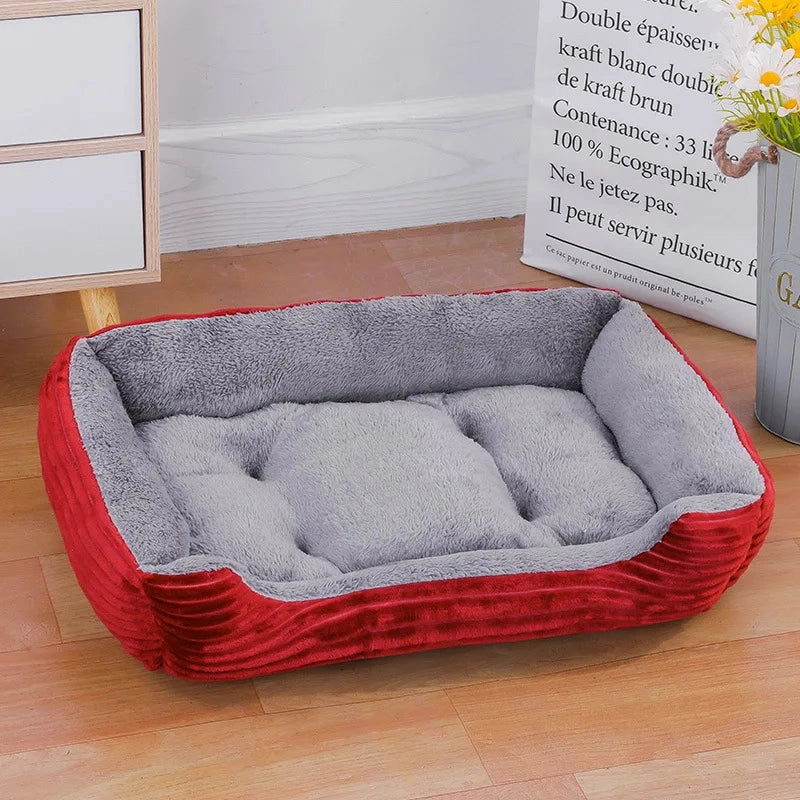 Bed for Dog Cat Pet Soft Square Plush Kennel Animals Accessories Dogs Basket Sofa Bed Larger Medium Puppy Pet Products Mattress