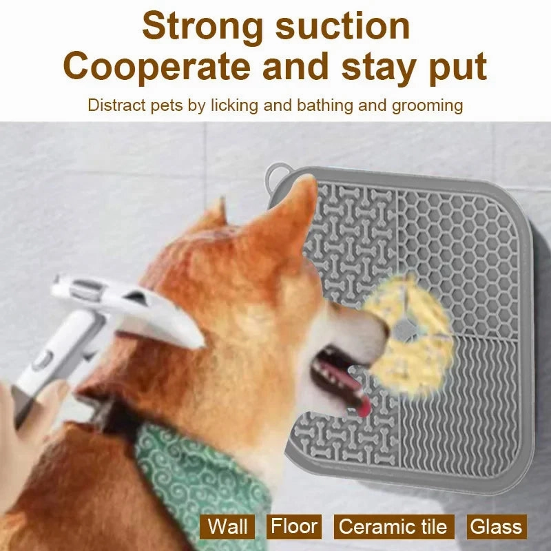 Cat Dog Slow Food Mat Pet Lick Silicone Mat Dog Feeder Supplies Suction Cup Slow Food Mat Dog Bathing Distraction