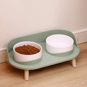 Cat Double Bowls Feeder Adjustable Height Pet Cats Drinker Water Bowl Elevated Feeding Kitten Supplies Food Feeders Dogs Dish