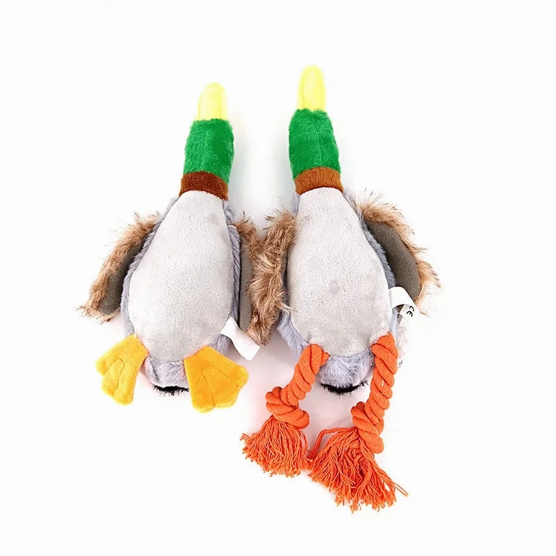 Cute Plush Duck Sound Toy Stuffed Squeaky Animal Squeak Dog Toy Cleaning Tooth Dog Chew Rope Toys funny plush toys for cats