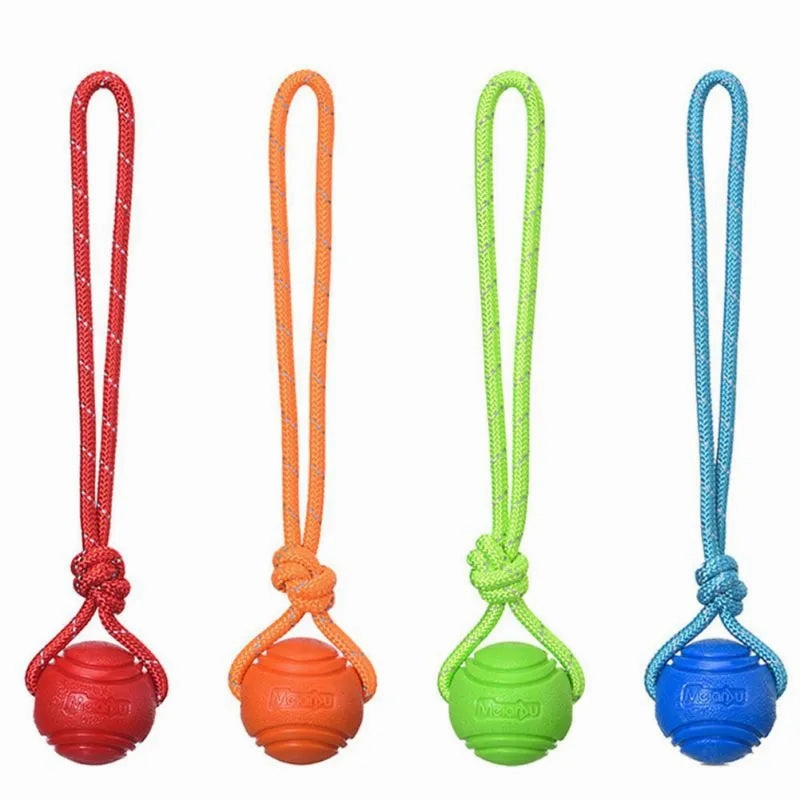 Dog Ball Toys Bouncy Rubber Ball Chew Toys Pet Dog Toy Ball with String Interactive Toys for Big Dog Puppy Games Toys