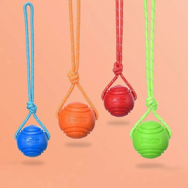 Dog Ball Toys Bouncy Rubber Ball Chew Toys Pet Dog Toy Ball with String Interactive Toys for Big Dog Puppy Games Toys