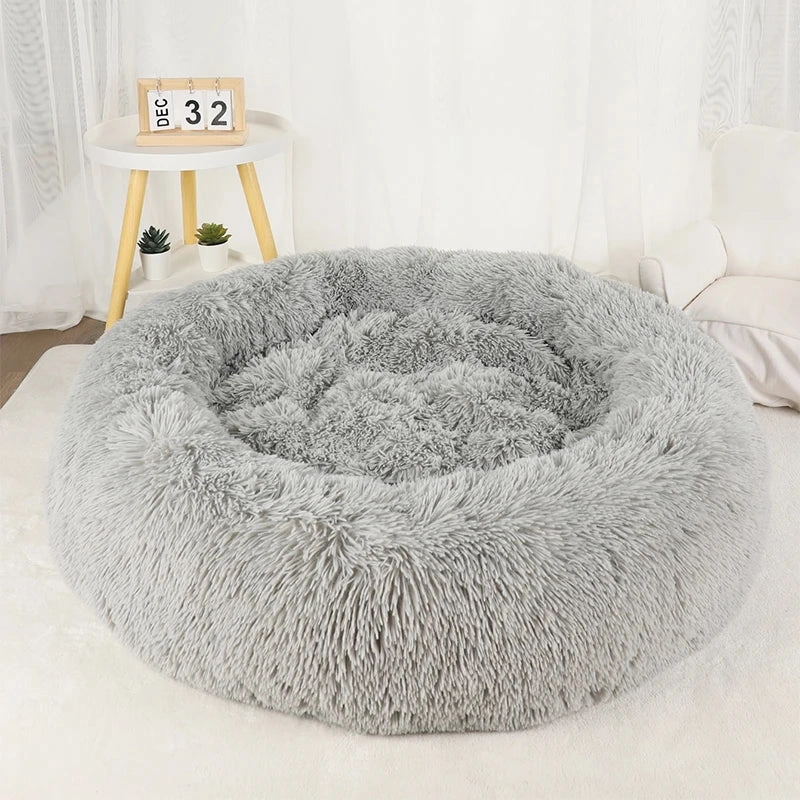 Dog Bed Donut Big Large Round Basket Plush Beds for Dogs Medium Accessories Fluffy Kennel Small Puppy Washable Pets Cat Products