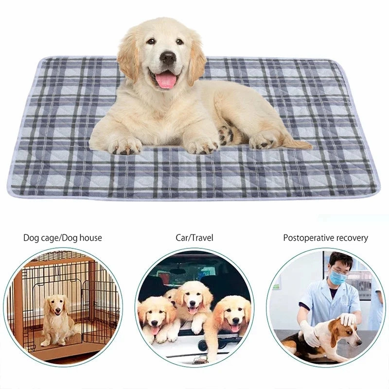 Dog Pee Pad Washable Absorbent Reusable Plaid Style Pet Training Mat Home Outdoor Seat Cover Dog Toilet Mat ?? ?? ????
