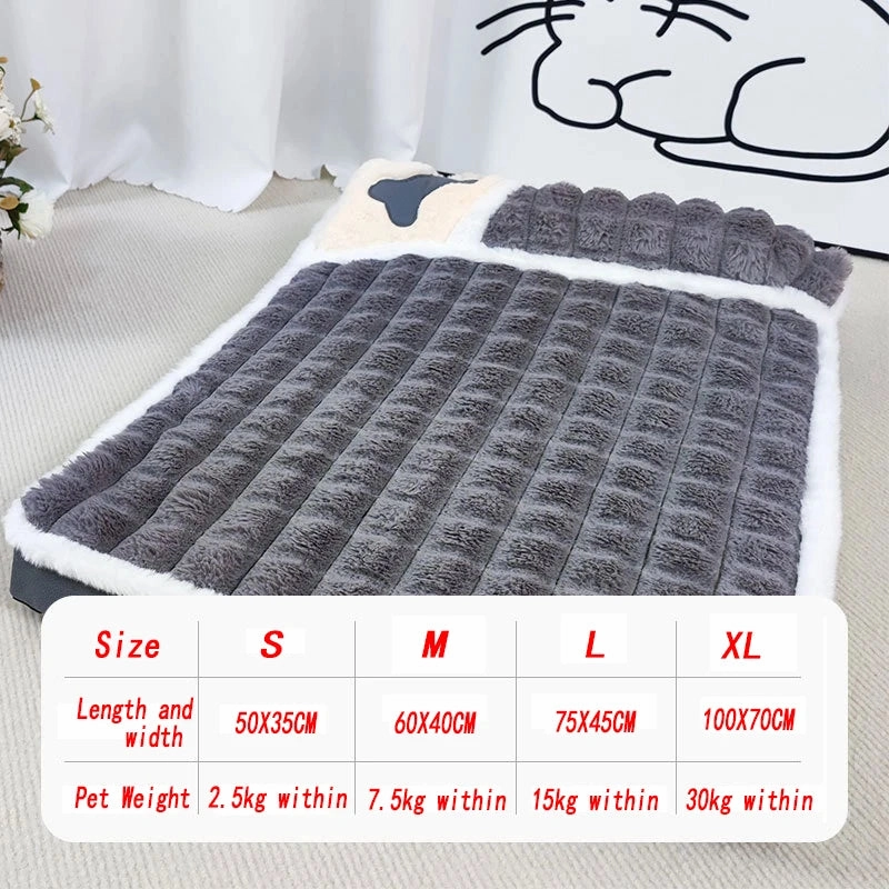 Dog Pet Bed Removable Washable Winter Dog Mat Protect Cervical Spine Thickened Dog House Indoor For Small Medium Large Dogs Bed