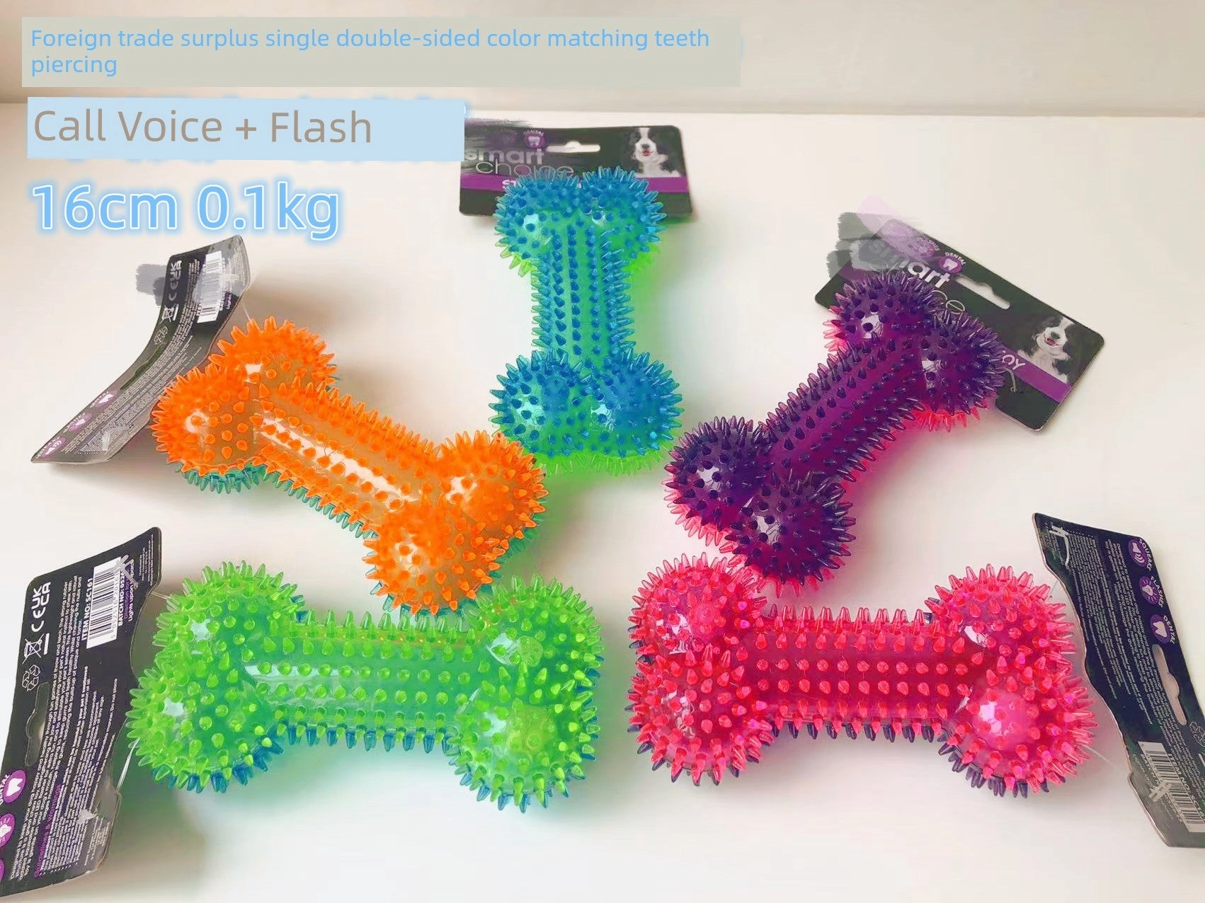 Export European and American Pet the Toy Dog Toy Multi-Color with Fragrant Soft Hard Plastic Rubber Molar Dog Bone Bite-Resistant Summer
