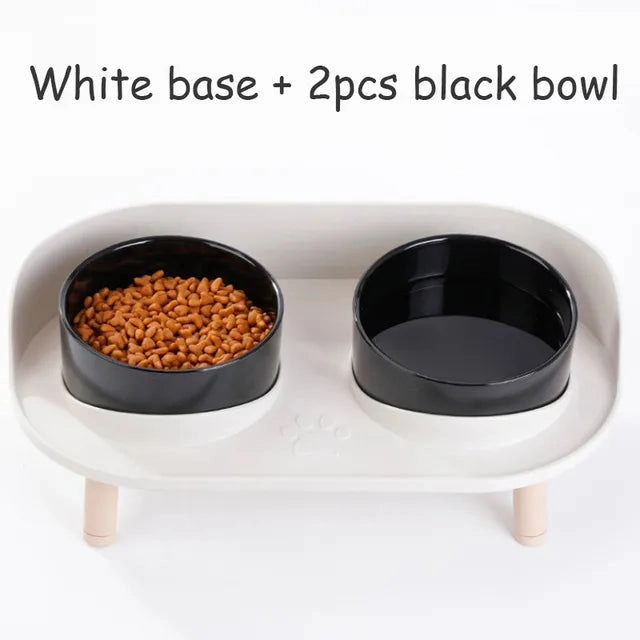 Food Feeders Pet Cat Double Bowls Feeder Adjustable Height Cats Dogs Drinker Water Bowl Dish Elevated Feeding Kitten Supplies