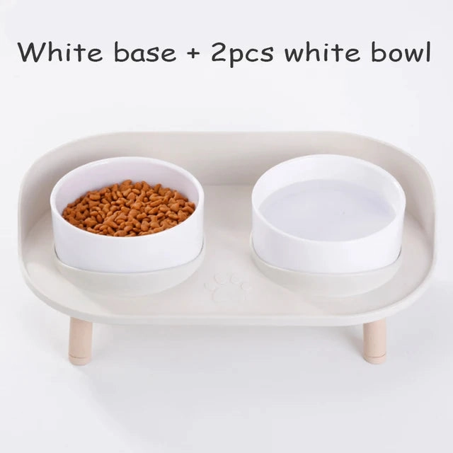 Food Feeders Pet Cat Double Bowls Feeder Adjustable Height Cats Dogs Drinker Water Bowl Dish Elevated Feeding Kitten Supplies
