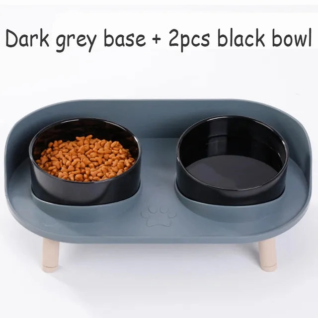 Food Feeders Pet Cat Double Bowls Feeder Adjustable Height Cats Dogs Drinker Water Bowl Dish Elevated Feeding Kitten Supplies