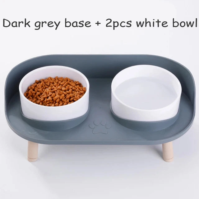 Food Feeders Pet Cat Double Bowls Feeder Adjustable Height Cats Dogs Drinker Water Bowl Dish Elevated Feeding Kitten Supplies