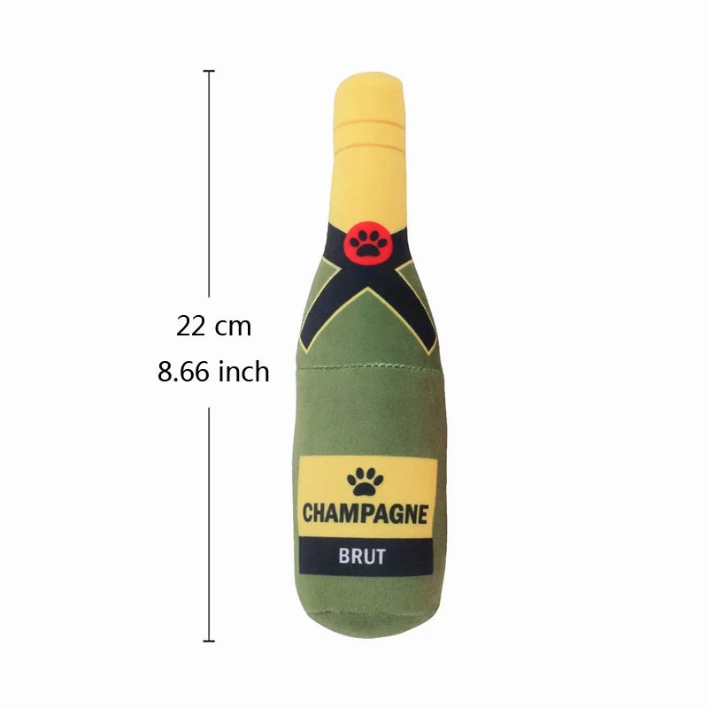 Funny Plush Toys for Dog Squeaky Beer Bottle Food Shape Dog Toy Bite-Resistant Winebottle Chew Toy Pet Supplies Interactive Toys
