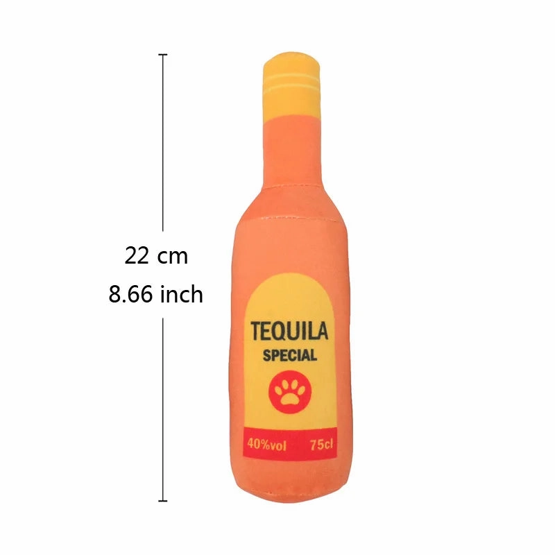 Funny Plush Toys for Dog Squeaky Beer Bottle Food Shape Dog Toy Bite-Resistant Winebottle Chew Toy Pet Supplies Interactive Toys