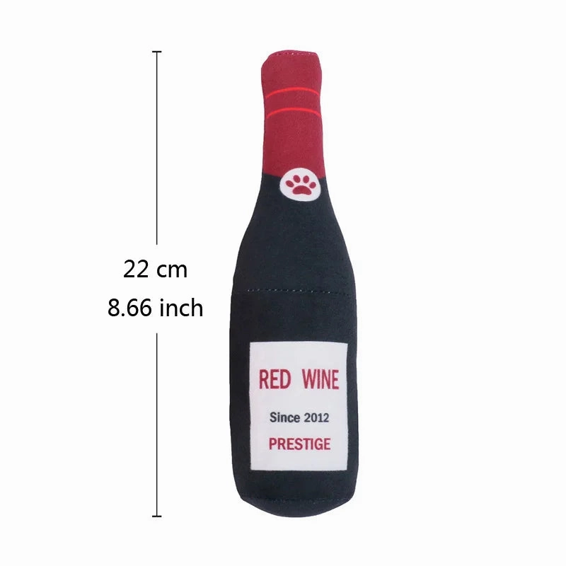 Funny Plush Toys for Dog Squeaky Beer Bottle Food Shape Dog Toy Bite-Resistant Winebottle Chew Toy Pet Supplies Interactive Toys