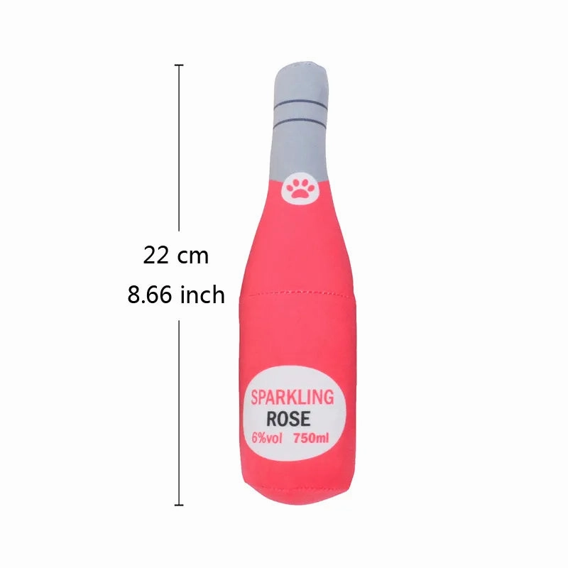 Funny Plush Toys for Dog Squeaky Beer Bottle Food Shape Dog Toy Bite-Resistant Winebottle Chew Toy Pet Supplies Interactive Toys