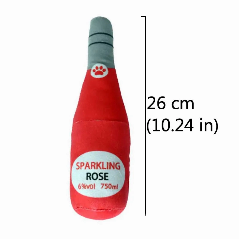 Interactive Dog Toys Champagne Wine Bottle Shape Pet Toy Plush Filled Vodka Toy Squeaky Bite-Resistant Pet Supplies Whisky