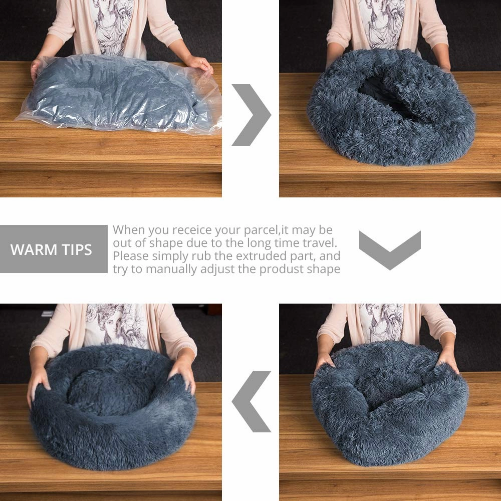 Pet Dog Bed Comfortable Donut Round Dog Kennel Ultra Soft Washable Dog and Cat Cushion Bed Winter Warm Sofa