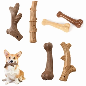 Pet Dog Chew Toys Molar Teeth Clean Stick Interesting Pine Wood Cute Bone Shape Durable Bite Puppy Interactive Toy Pet Supplies