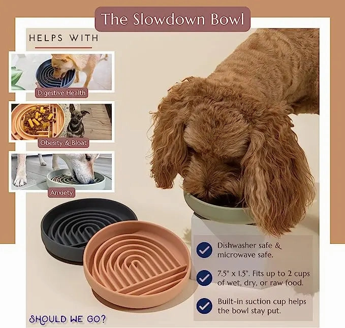 Pet supplies Slow Food  Bowl Cat Anti-Knockover Anti-Slip Food Bowl Puppy Anti-choking Silicone Toy Food Plate