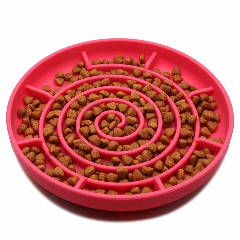 Pet supplies Slow Food  Bowl Cat Anti-Knockover Anti-Slip Food Bowl Puppy Anti-choking Silicone Toy Food Plate