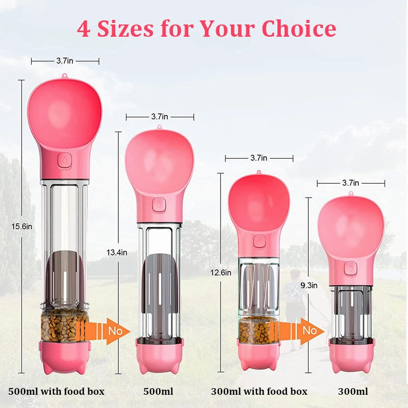 Pet Water Bottle | Multifunctional and Portable Dog Travel Water Dispenser with Food Container