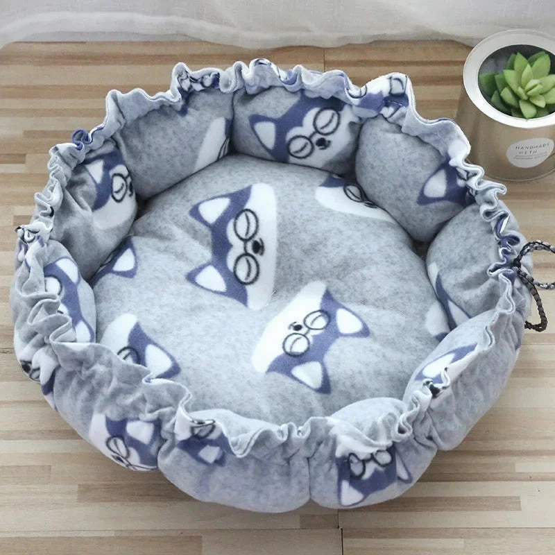 Round Dog Cat Bed Dount Basket Warm Plush Cats Cushion Pet Bag Mat Winter House Soft Nest Puppy Sleeping Sofa for Small Dogs Cat