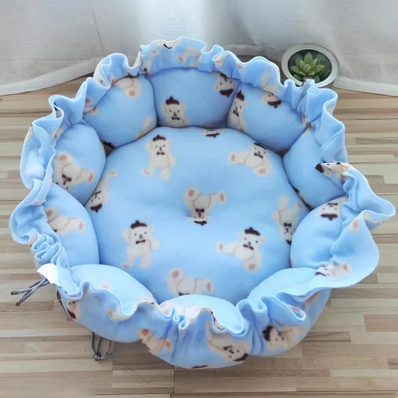 Round Dog Cat Bed Dount Basket Warm Plush Cats Cushion Pet Bag Mat Winter House Soft Nest Puppy Sleeping Sofa for Small Dogs Cat