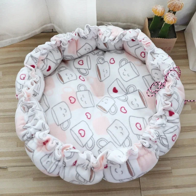 Round Dog Cat Bed Dount Basket Warm Plush Cats Cushion Pet Bag Mat Winter House Soft Nest Puppy Sleeping Sofa for Small Dogs Cat