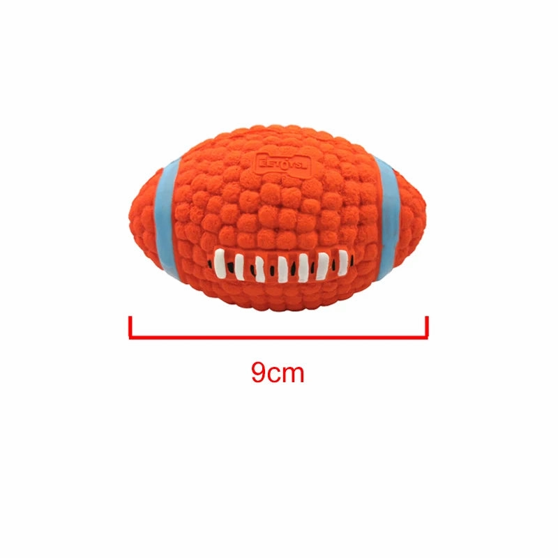 Soft Pet Ball Squeaky Toy For Small Large Dog Rugby Tennis Volleyball Football Basketball Latex Tooth Cleaning Training Toys