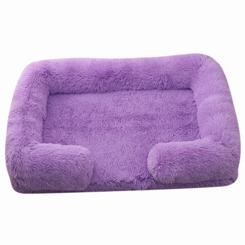 Winter Rectangular Large Dog Beds Washable Plush Fluffy Dog Cat Bed Mat Pet Cushion Big Medium Kennel House camas para perro