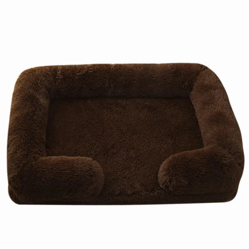 Winter Rectangular Large Dog Beds Washable Plush Fluffy Dog Cat Bed Mat Pet Cushion Big Medium Kennel House camas para perro